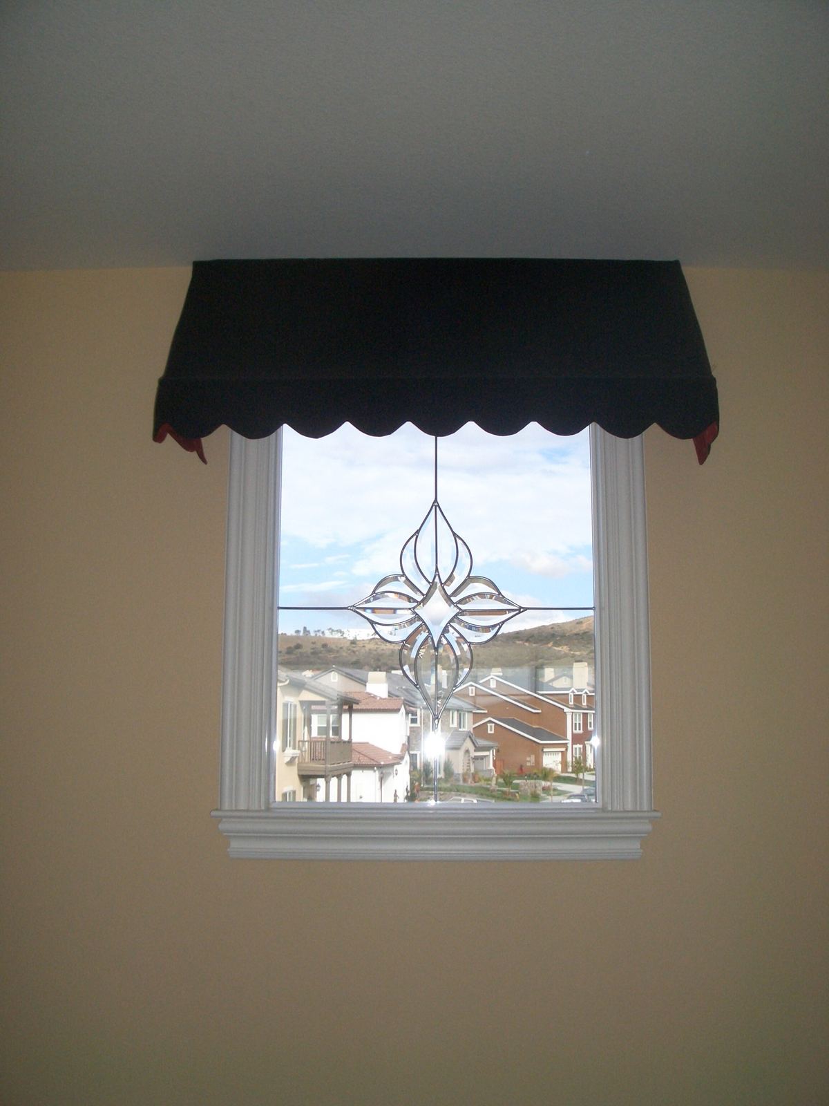 Window trimmed with casing and apron
